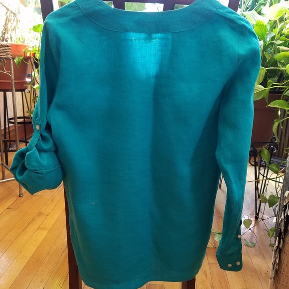 Ralph Lauren Turquoise Linen Shirt Sz Medium - Picture 7 of 8
